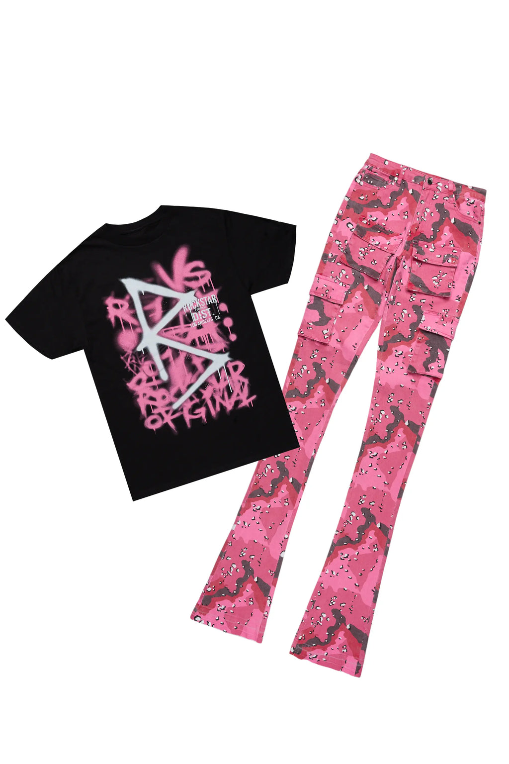 Maliyah Black/Pink T-Shirt & Jean Set