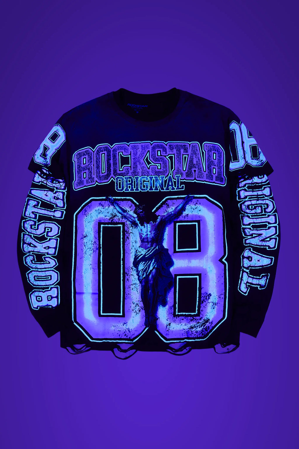 Fields Black/Purple Double Layer Long Sleeve Graphic T-Shirt