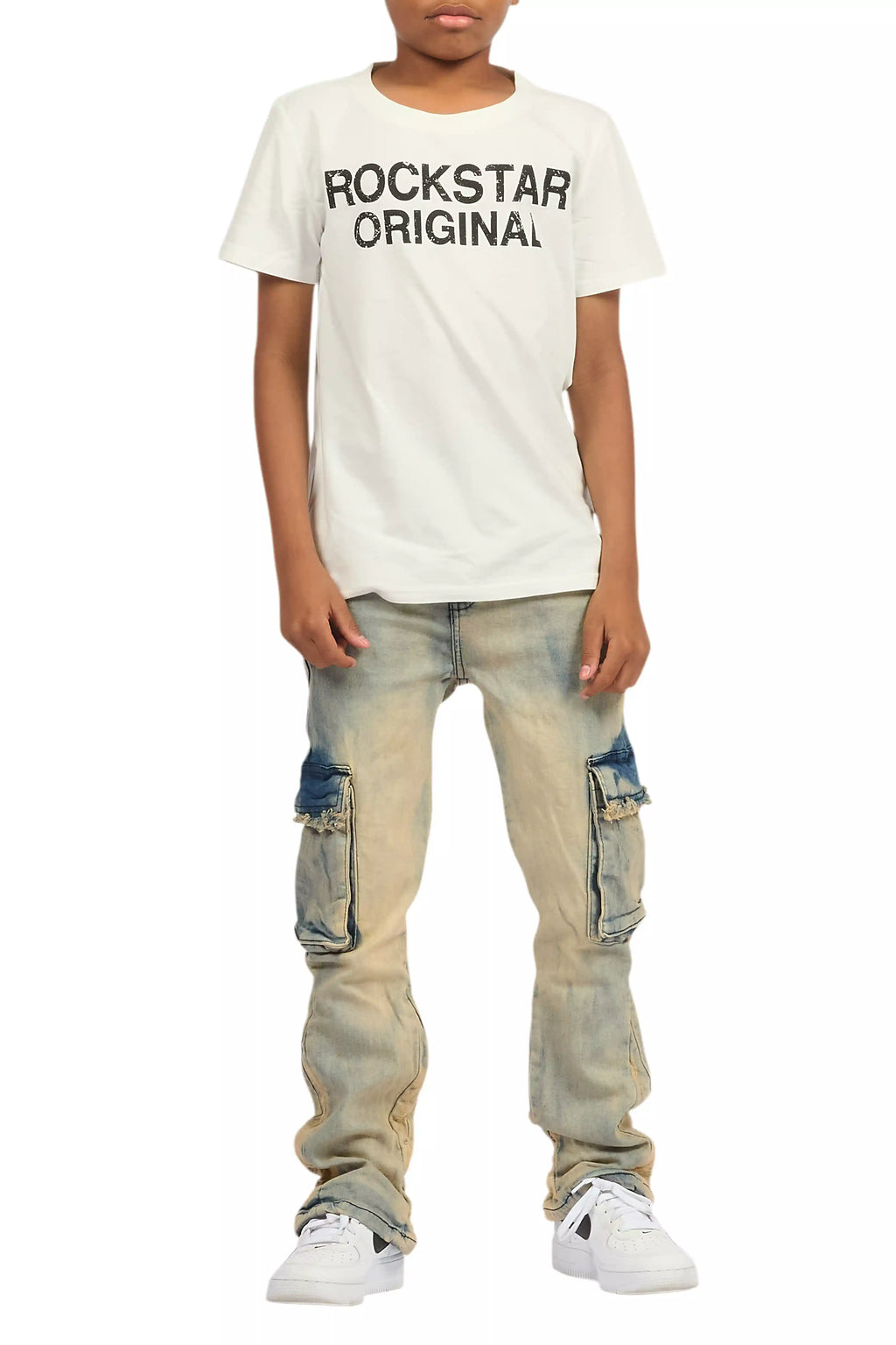 Boys Cermer Vintage Light Blue Flare Cargo Jean