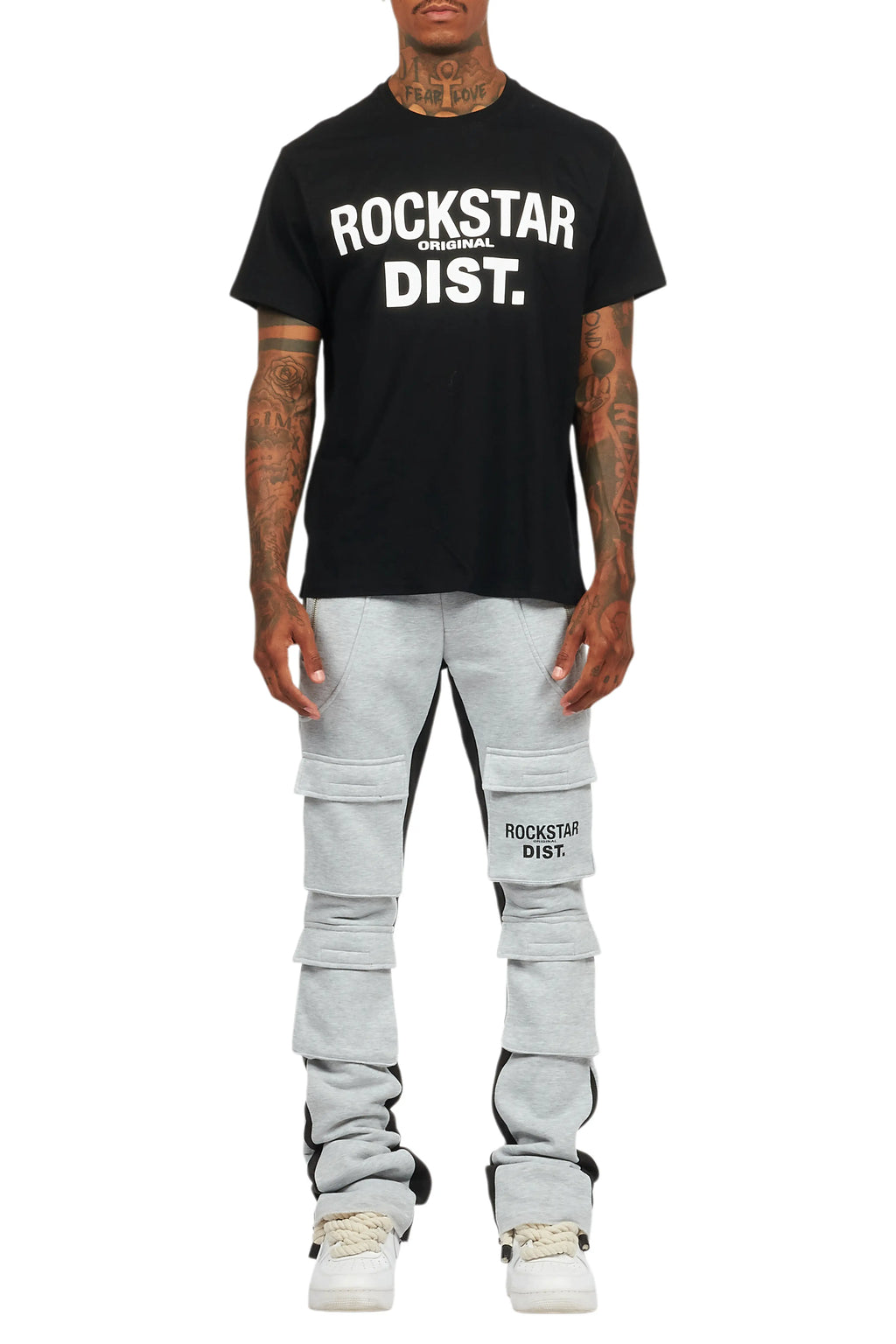 Antoon Heather Grey T-Shirt/Stacked Flare Track Set