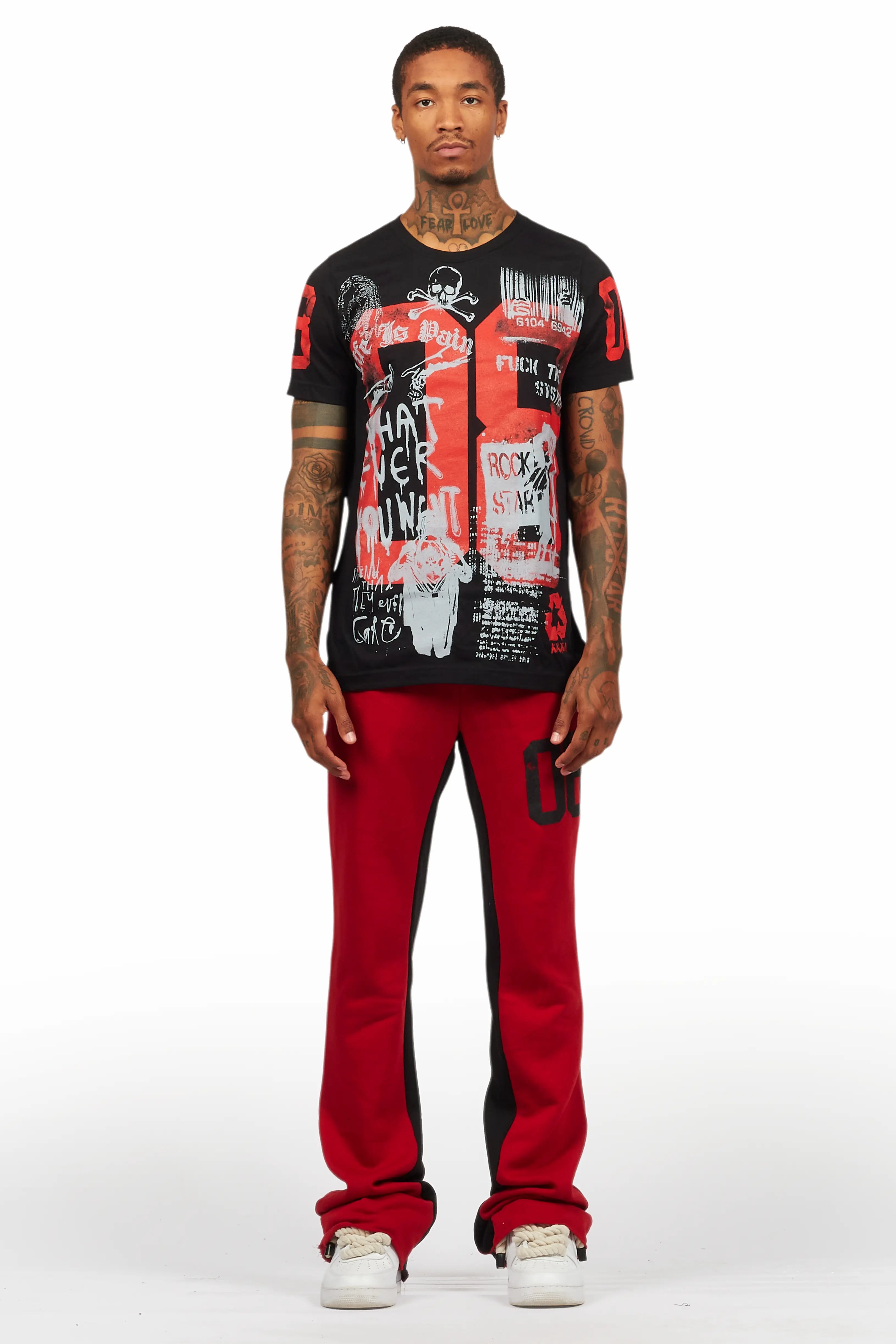 Grill Black T-Shirt/Baggy Stacked Pant Set