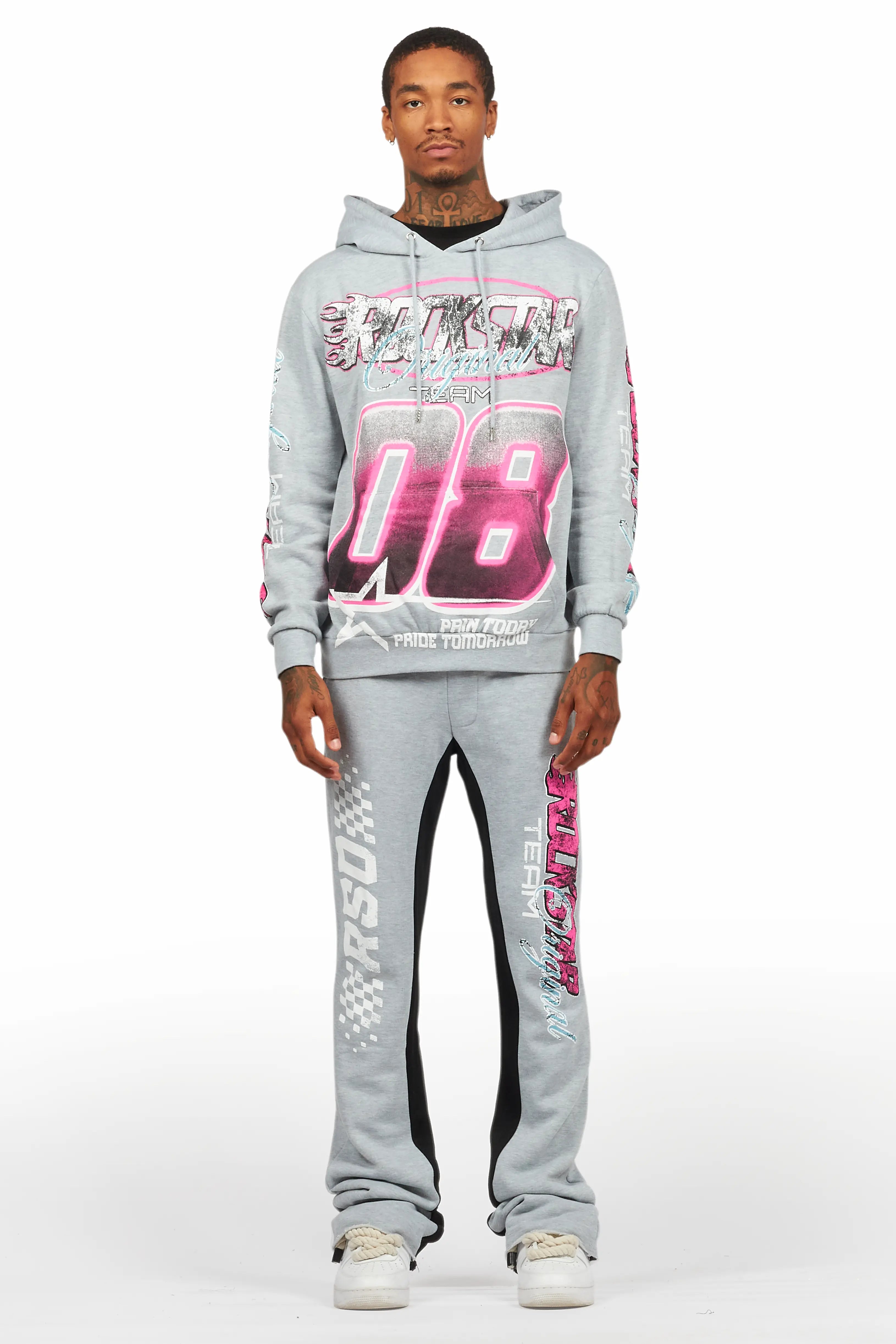 Theo Heather Grey Hoodie/Baggy Fit Track Pant Set