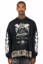 Hundo Black Graphic Flannel Crewneck