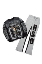 Fields Black/Grey Double Layer T-Shirt/Stacked Baggy Track Set