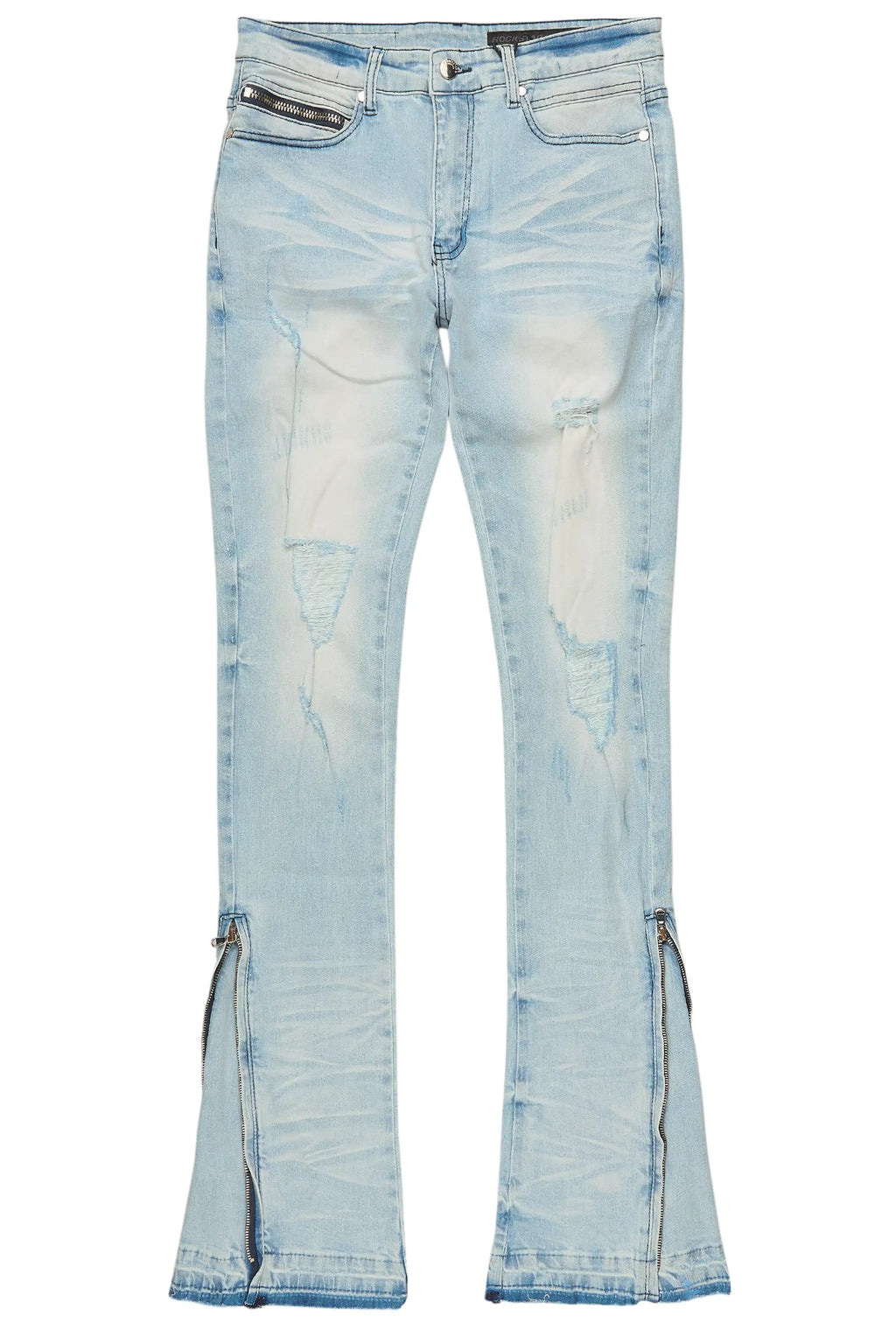 Jaymes Light Blue Stacked Flare Jean