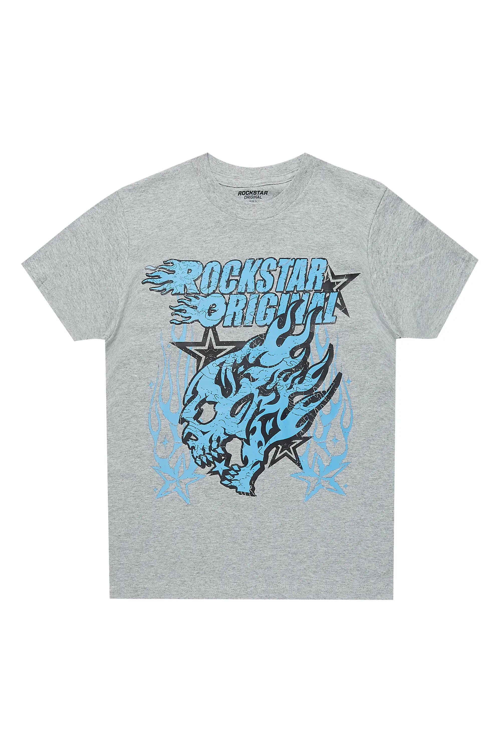 Boys Smitty Grey/Blue Graphic T-Shirt