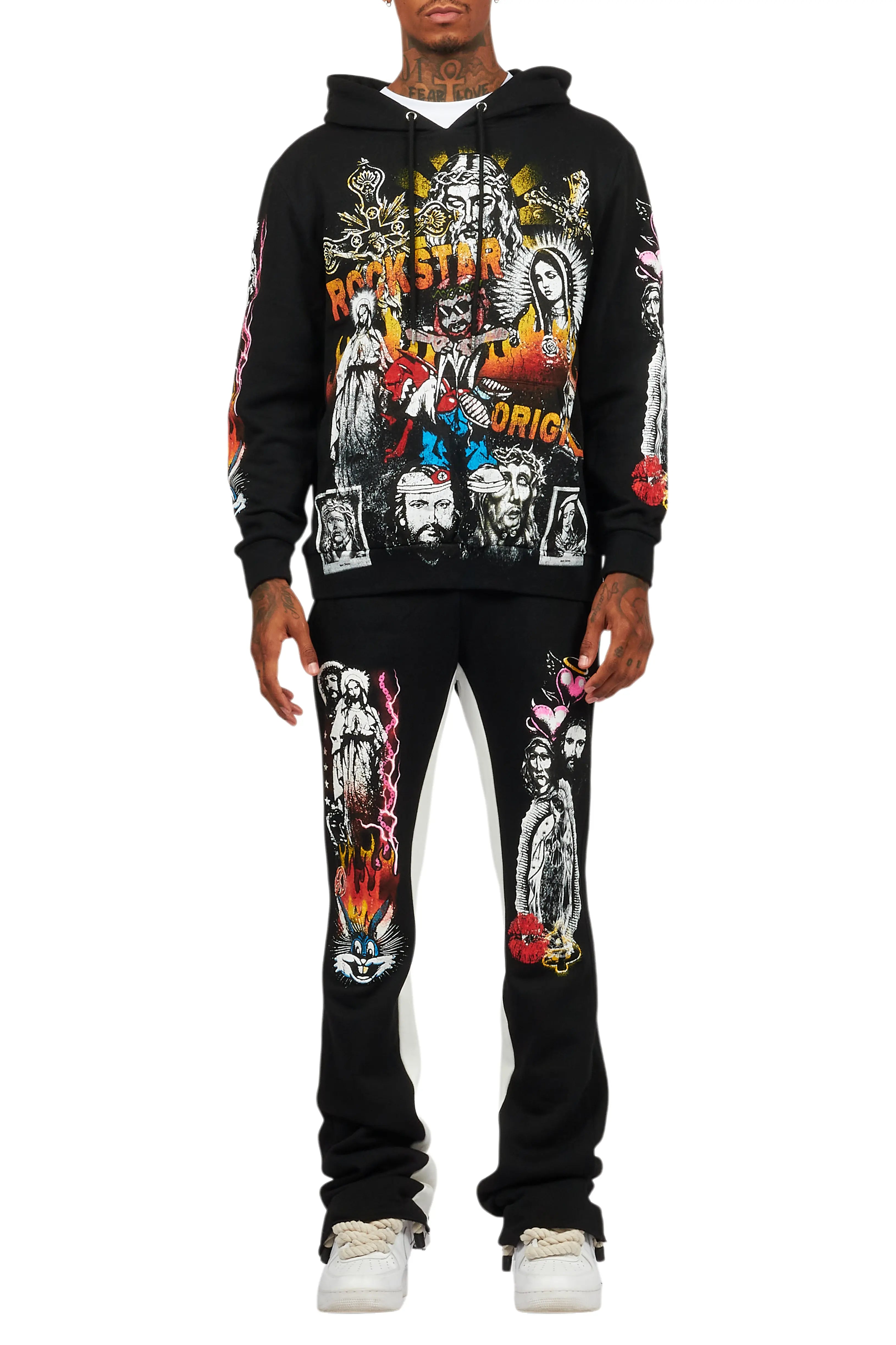 Santos Black Hoodie/Baggy Track Pant Set