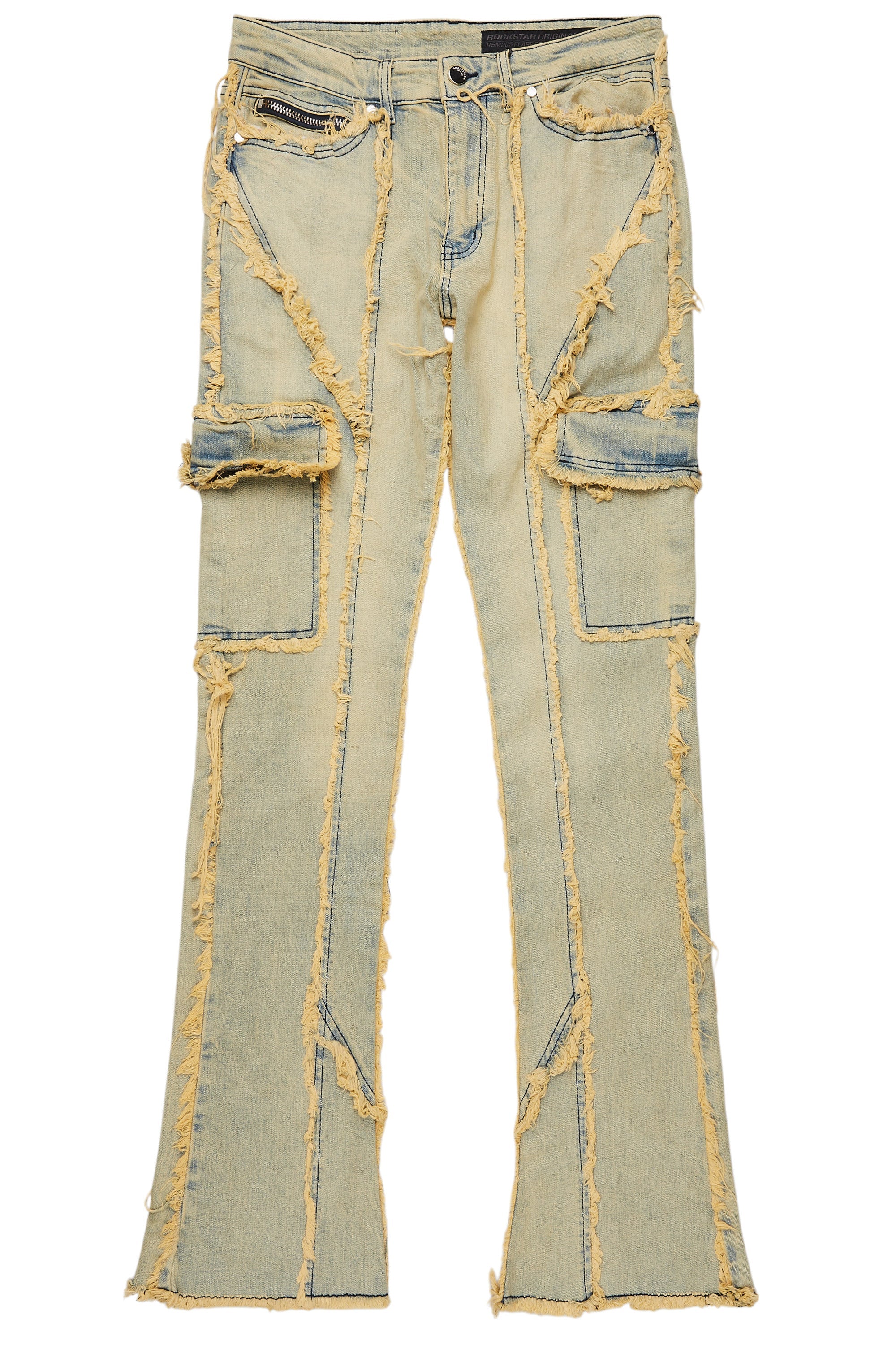 Revved Dirty Blue Stacked Flare Jean