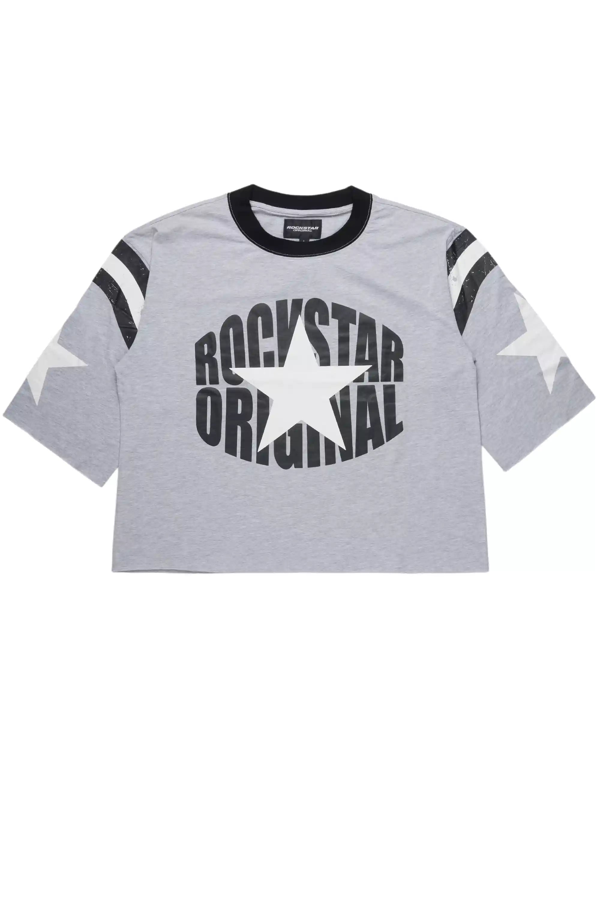 States Grey Boxy Crop T-Shirt
