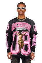 Fields Black Double Layer Long Sleeve Graphic T-Shirt