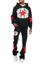 States Black/Red Baggy Stacked Hoodie Track Set