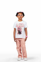 Girls Karasi White/Pink T-Shirt/Jean Set