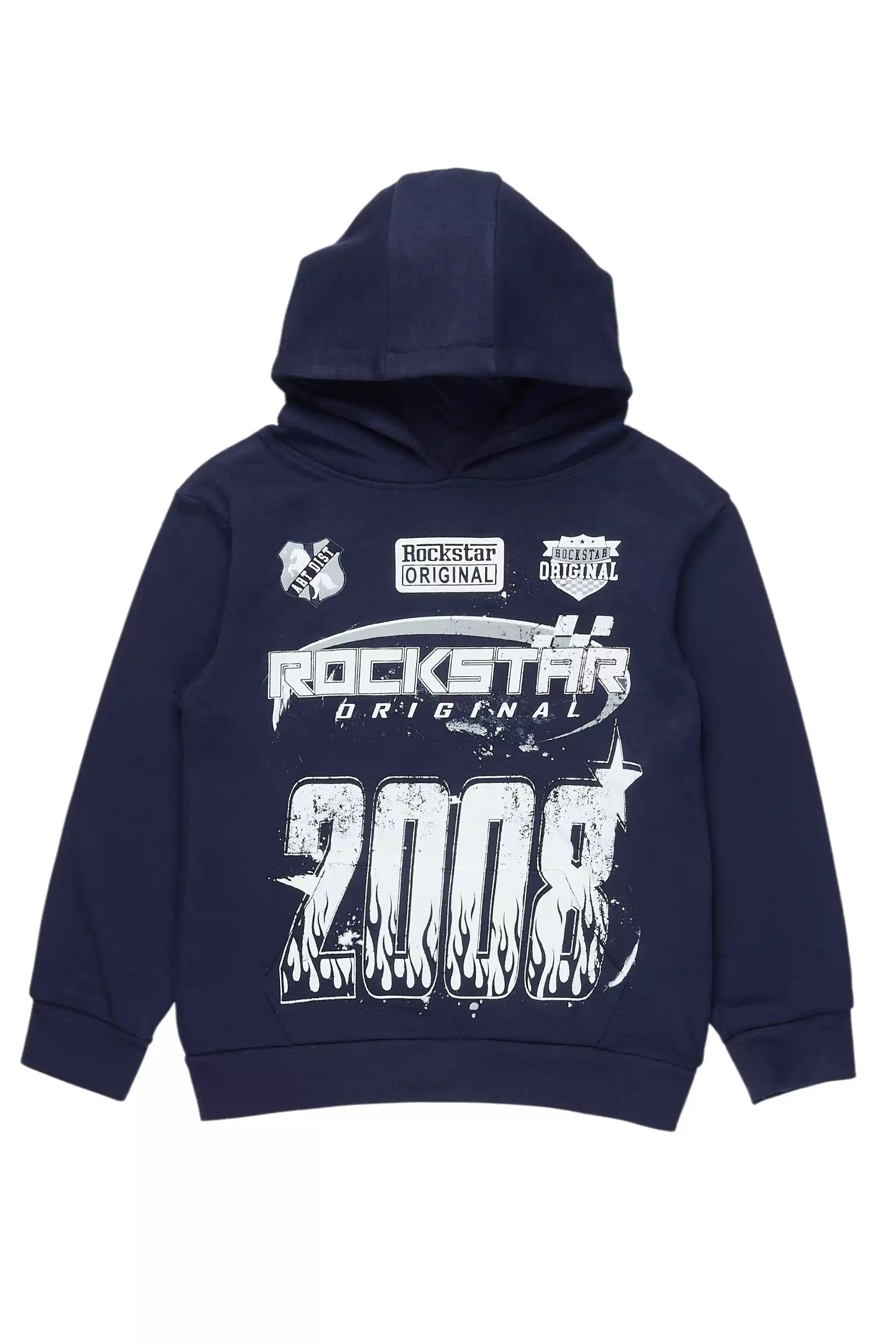 Boys Amos Navy/White Graphic Hoodie