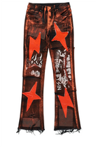 Boys Valko Black/Orange Roller Paint Stacked Flare Jean
