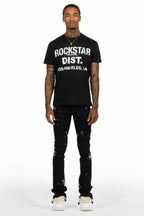 Lake Black/White T-Shirt/Dag Stacked Flare Jean Set