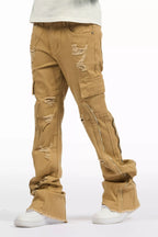 Boys Hutch Beige Stacked Flare Jean