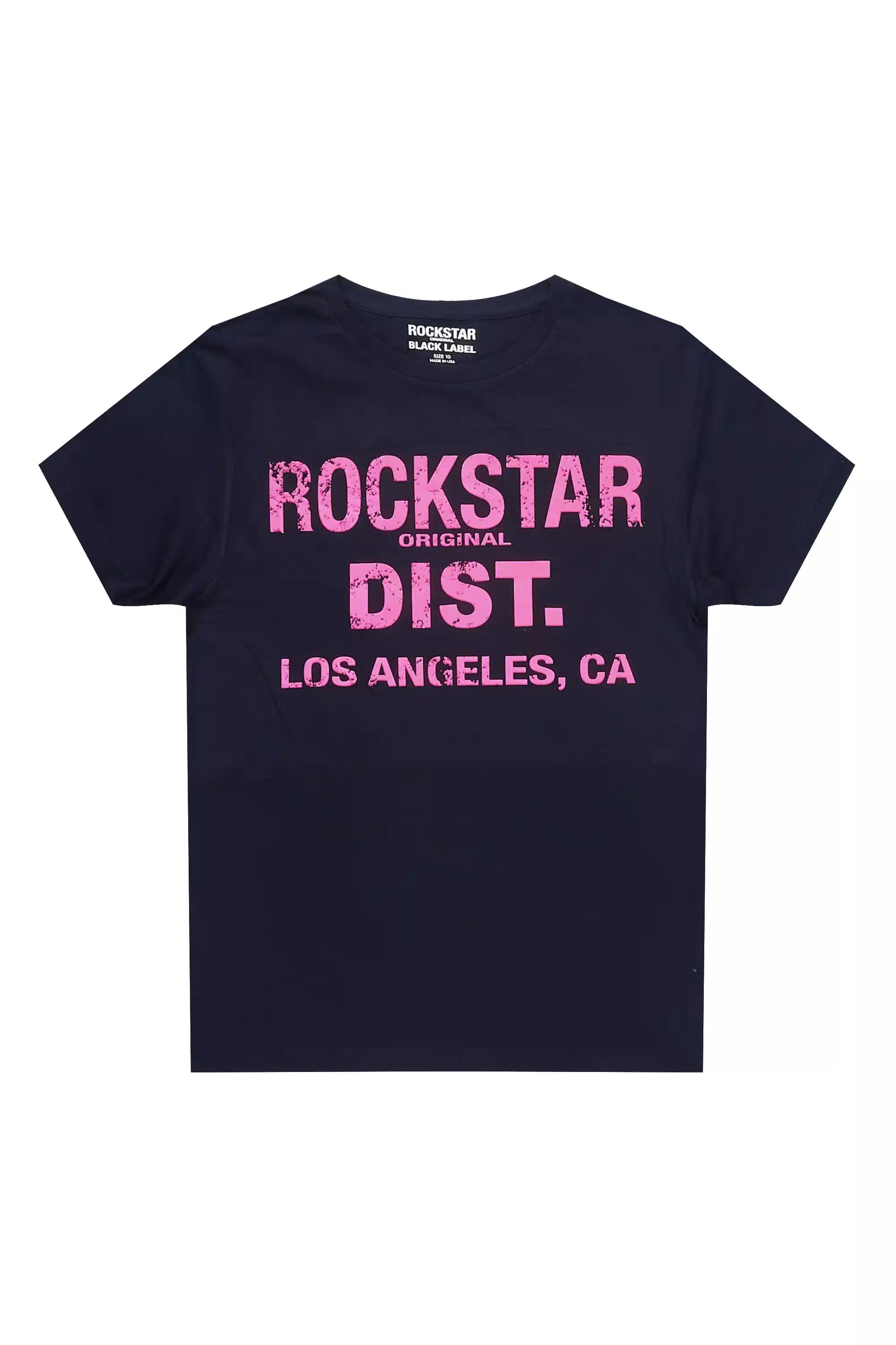 Girls Janny Navy/Fuchsia Graphic T-Shirt