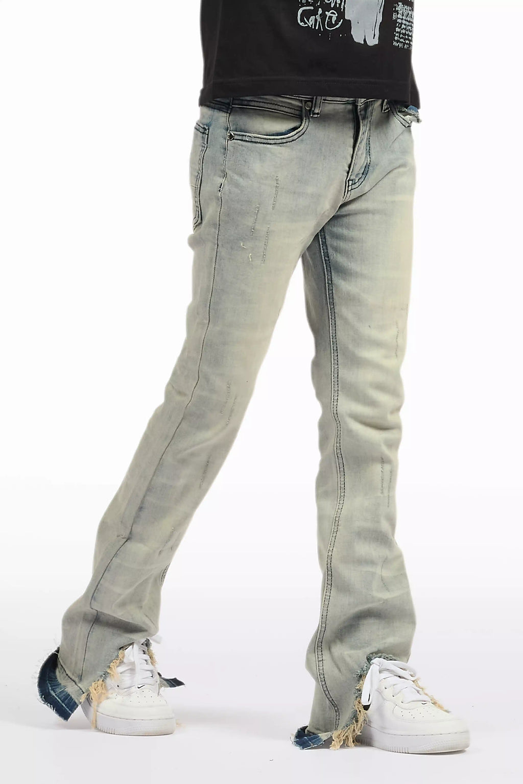 Boys Lakyn Light Wash Slim Stacked Flare Jean