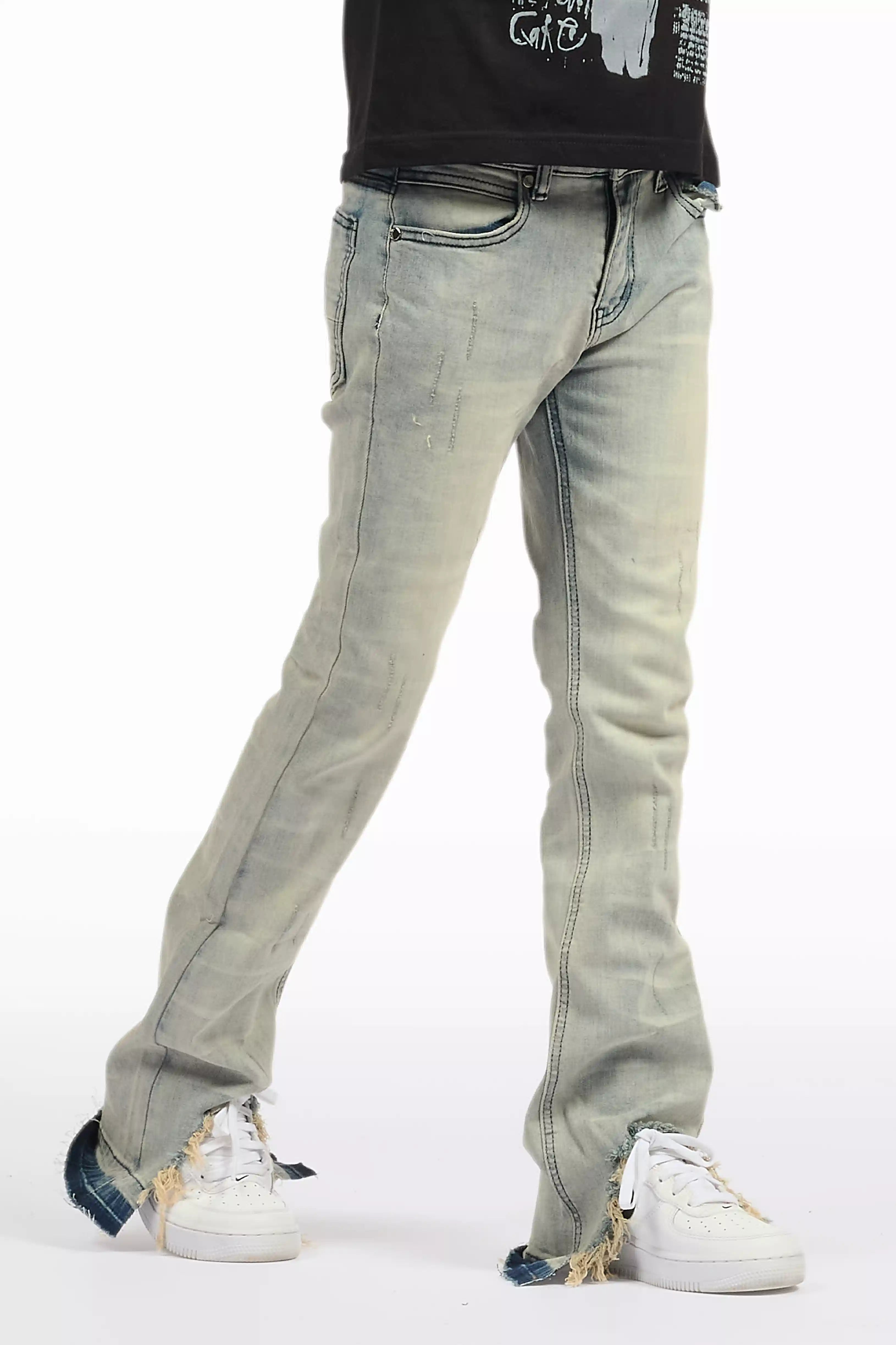 Boys Lakyn Light Wash Slim Stacked Flare Jean