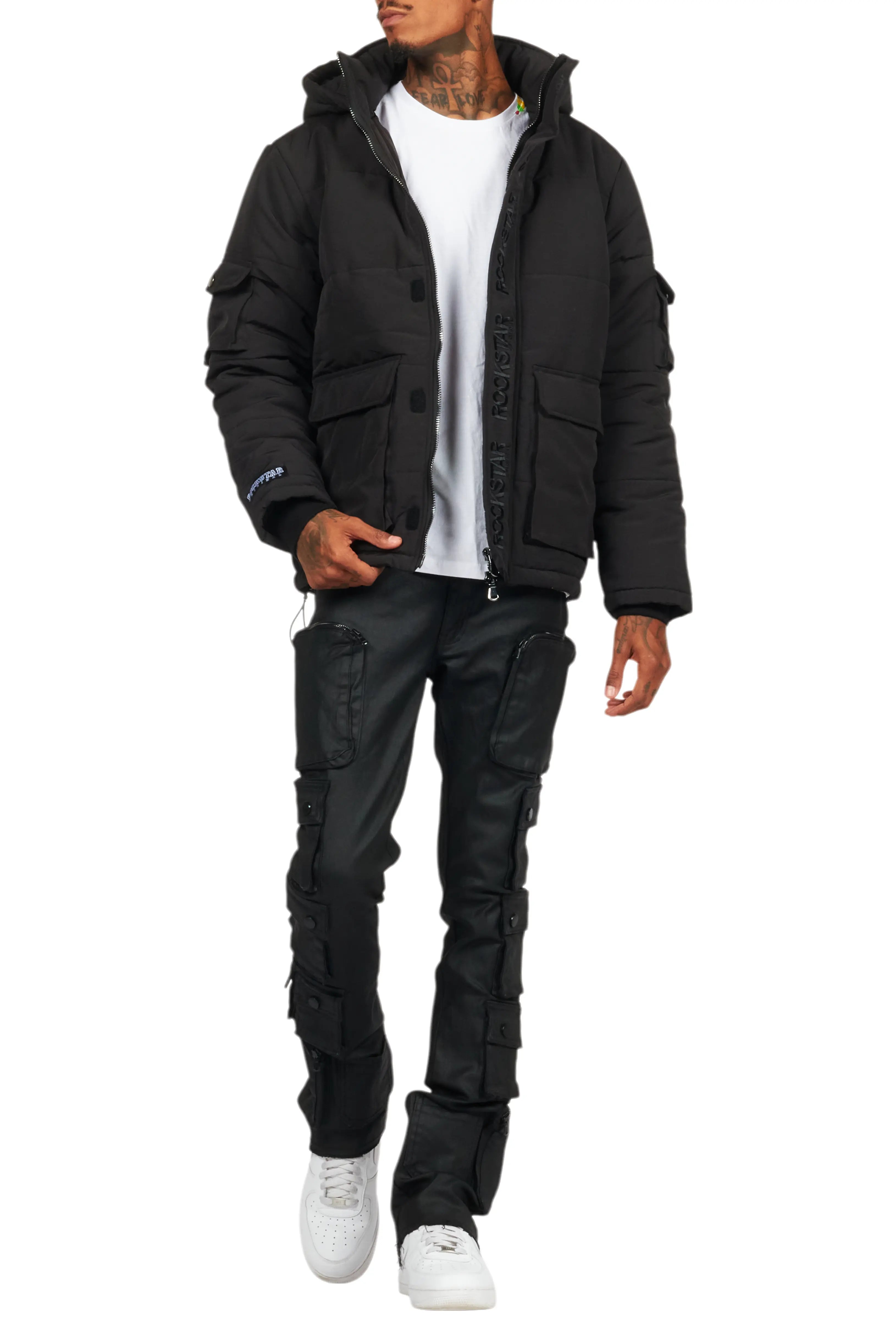 Adley Black Utility Puffer Jacket