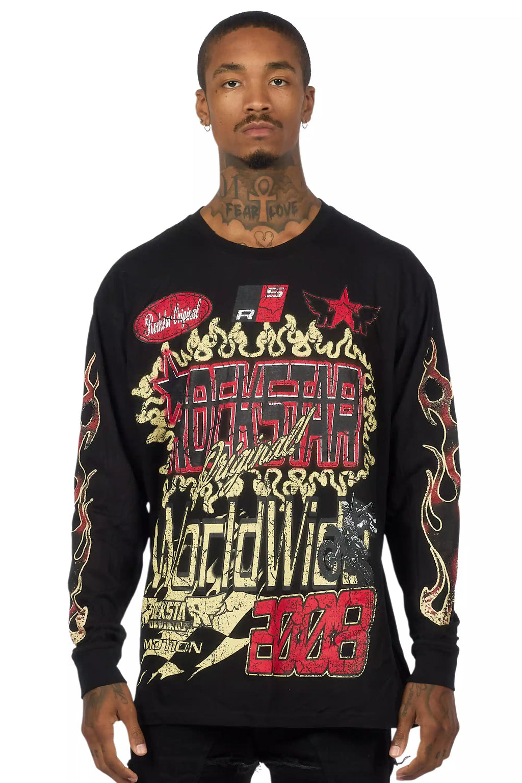 Deangelo Black/Red Long Sleeve Graphic T-Shirt