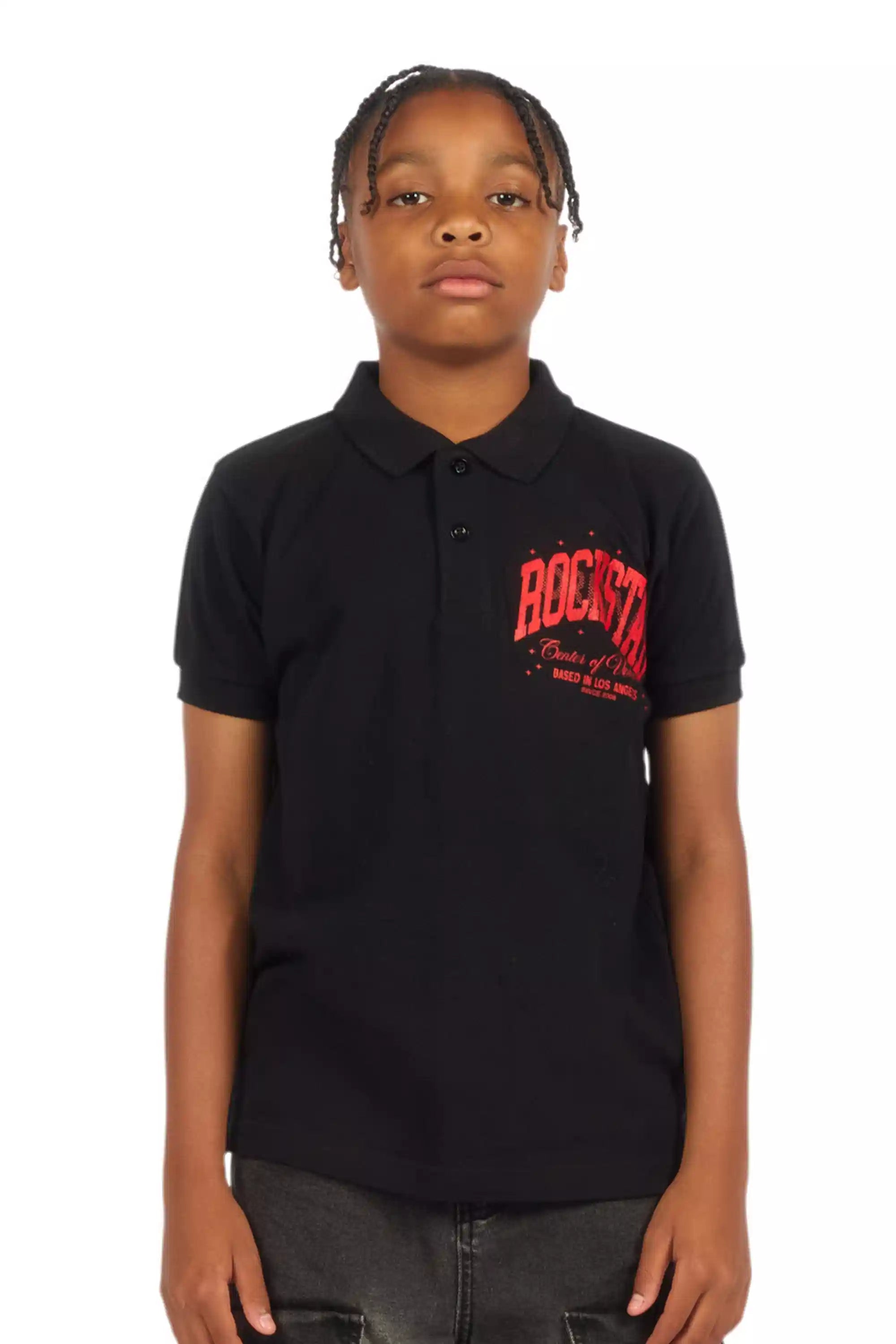 Boys Ruffo Black/Red Polo