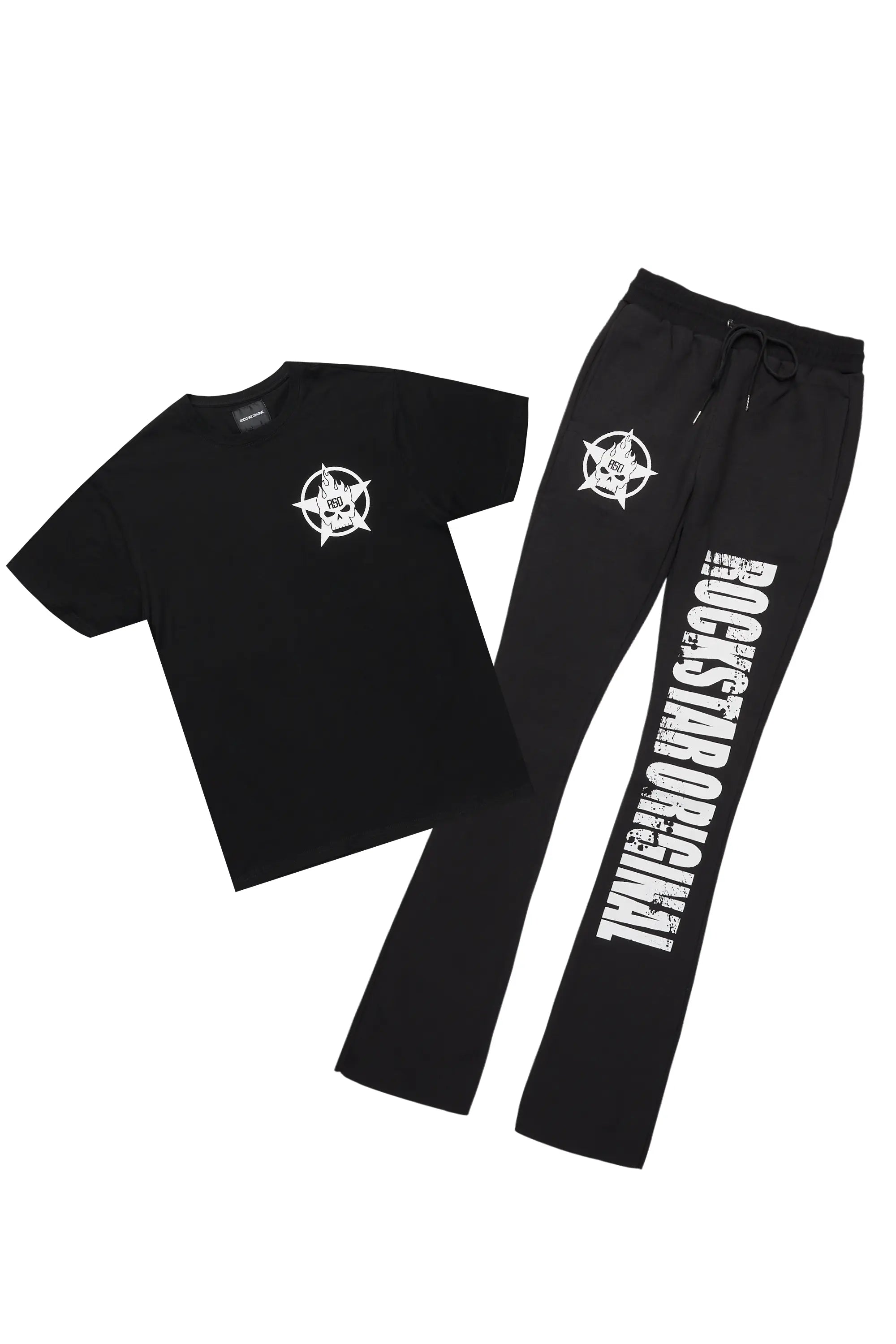 Keve Black T-Shirt Stacked Flare Track Set