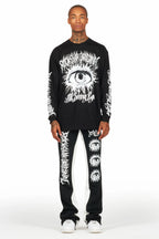 All Seeing Eyes Black/White Long Sleeve T-Shirt/Baggy Pant Set