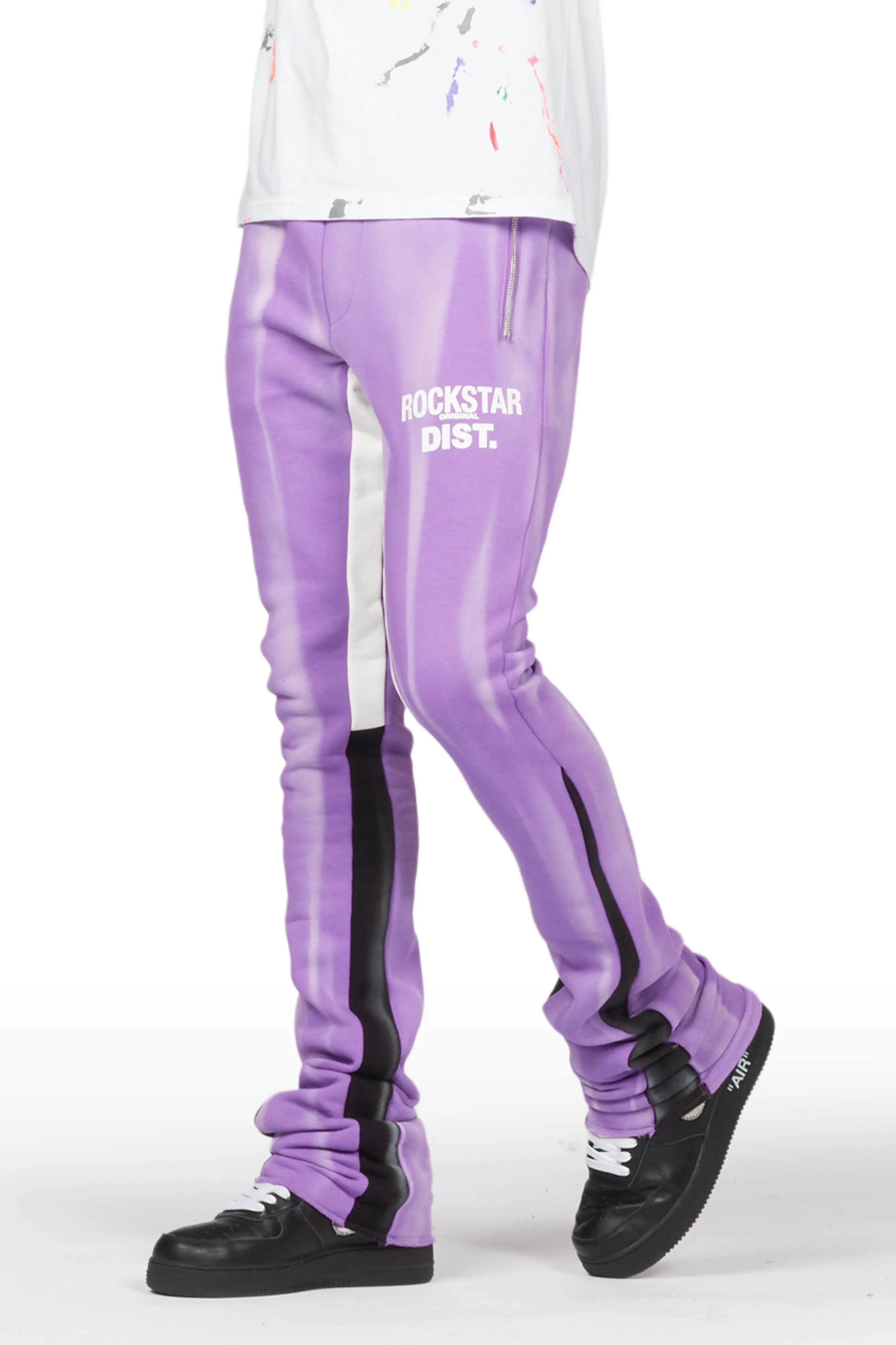 Firoz Purple Graphic Stacked Flare Pant