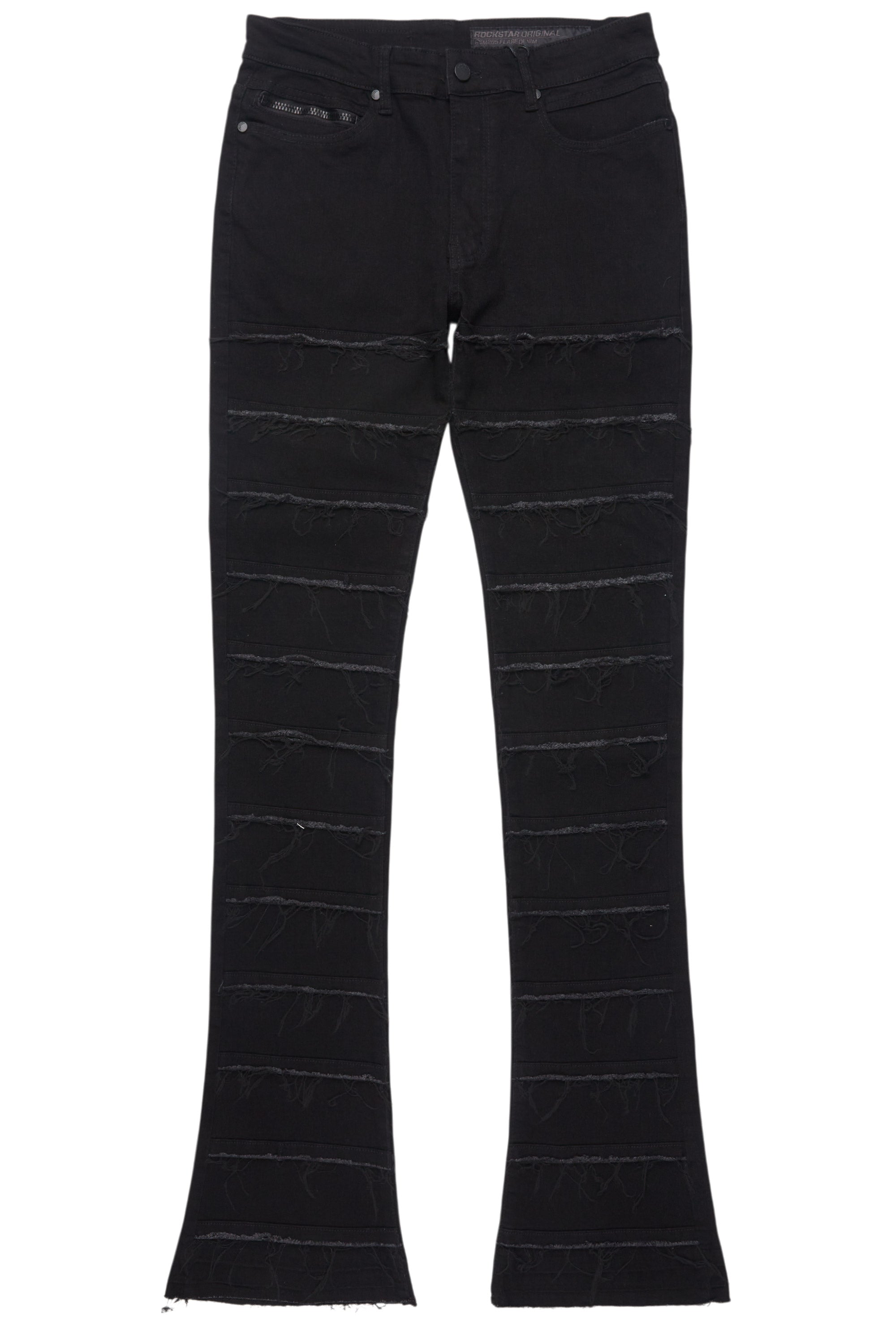 Waylon Jet Black Stacked Flare Jean