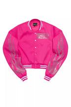 Beunca Hot Pink Rhinestone Varsity Jacket
