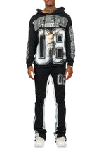 Fields Black/White Stacked Flare Hoodie Track Set