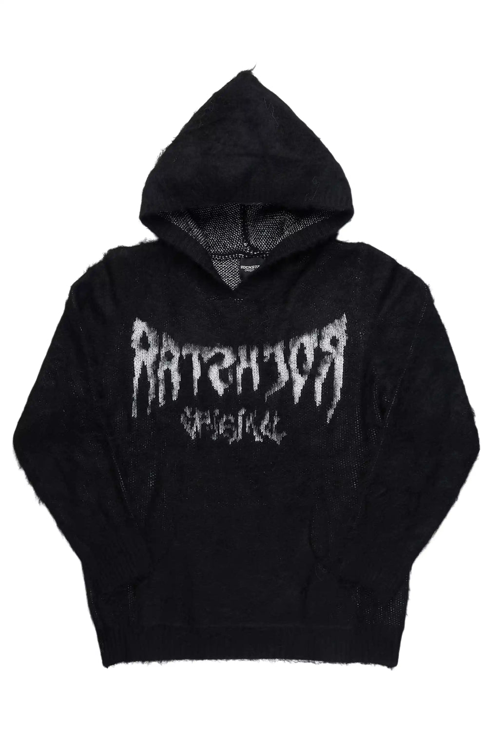 Andros Reflected Black Graphic Knitted Mohair Hoodie