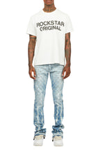 Glit Blue Rhinestone Stacked Flare Jean