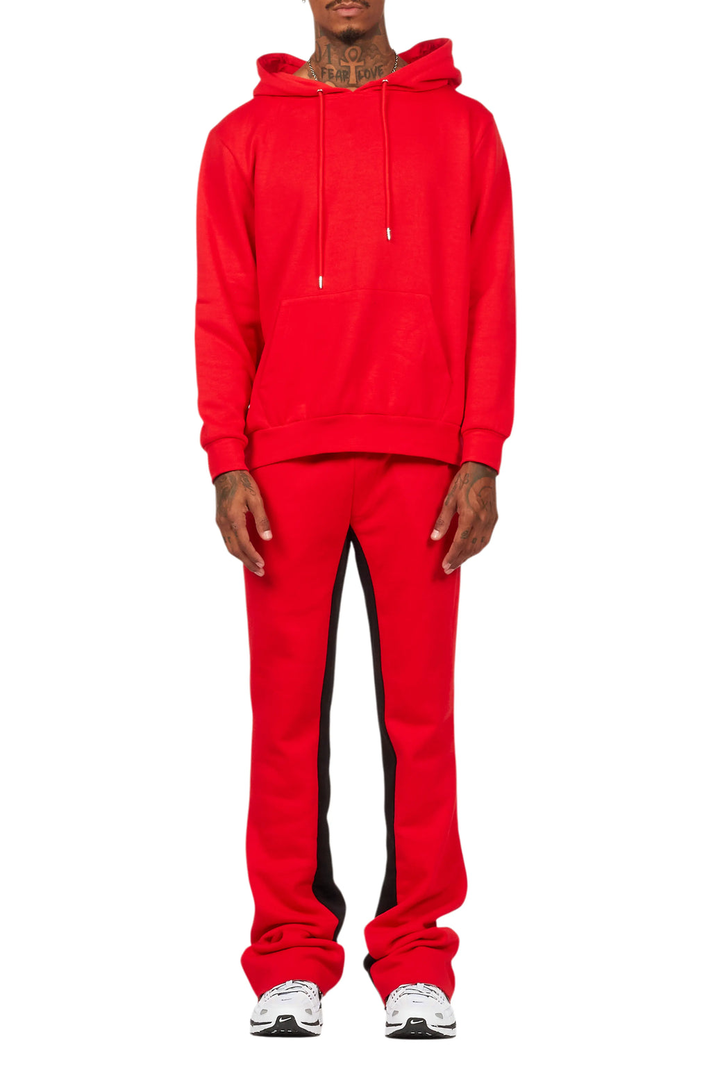 Basic Red Hoodie/Baggy Track Pant Set