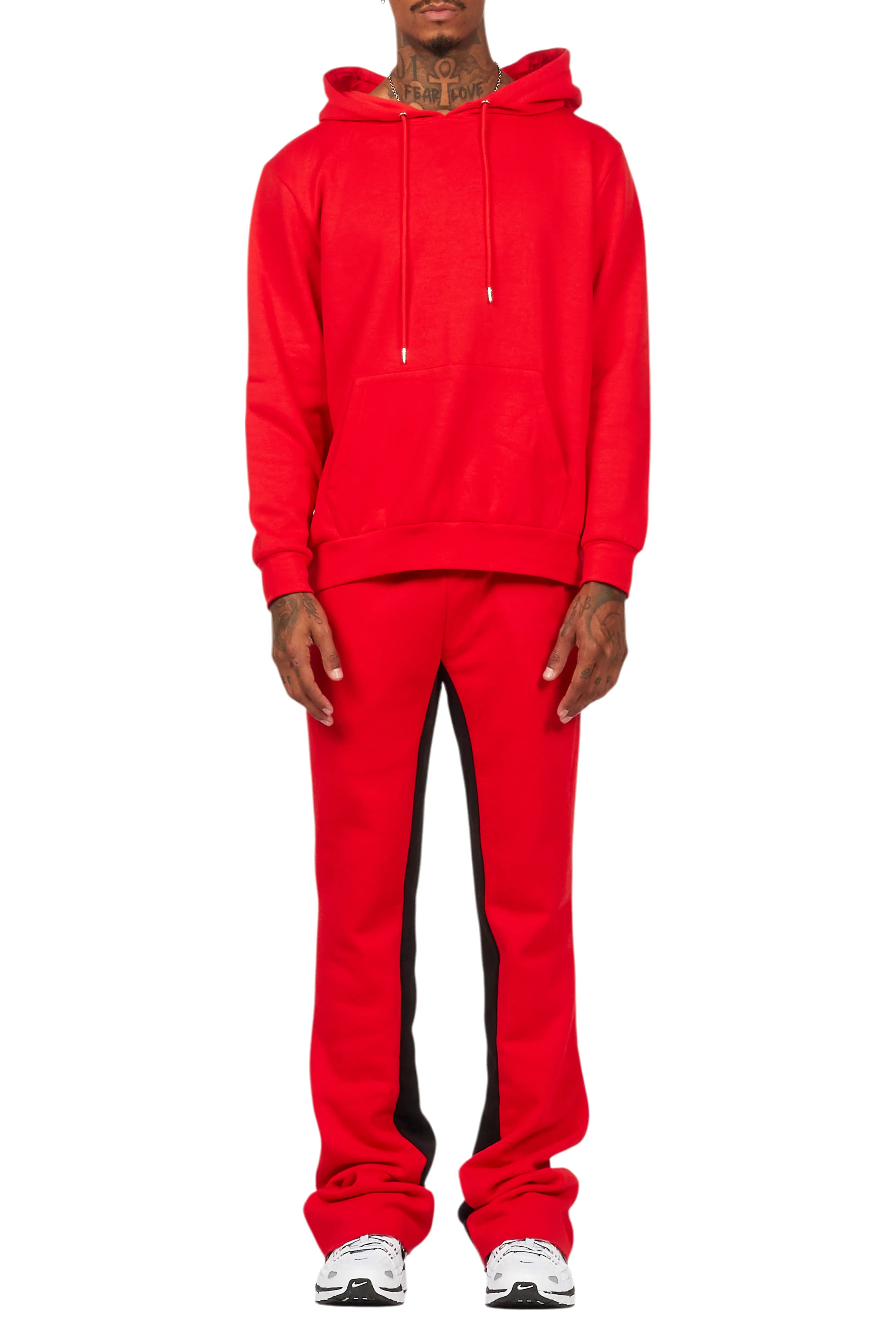 Basic Red Hoodie/Baggy Track Pant Set