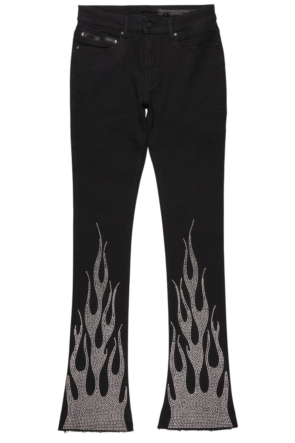 Samba Black Rhinestone Stacked Flare Jean