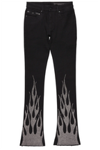 Samba Black Rhinestone Stacked Flare Jean