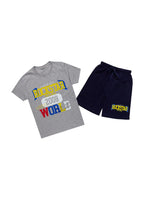 Boys Daria Heather Grey/Navy T-Shirt/Short Set