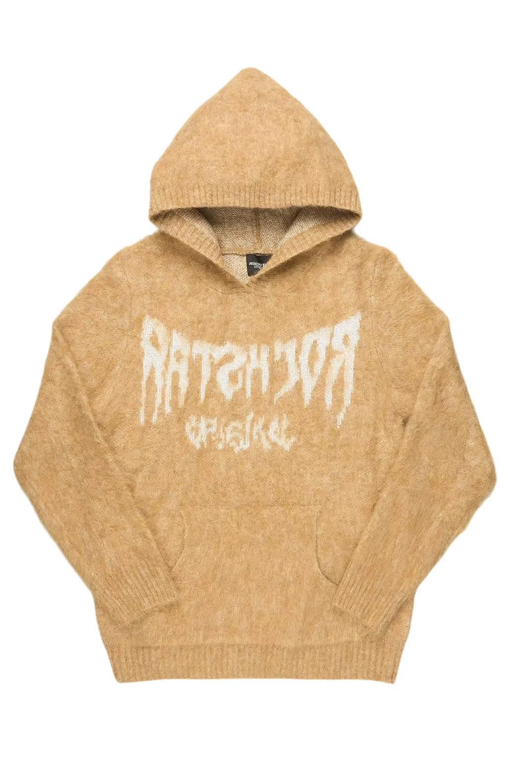 Andros Reflected Beige Graphic Knitted Mohair Hoodie
