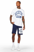 Jain White/Navy T-Shirt/Short Set