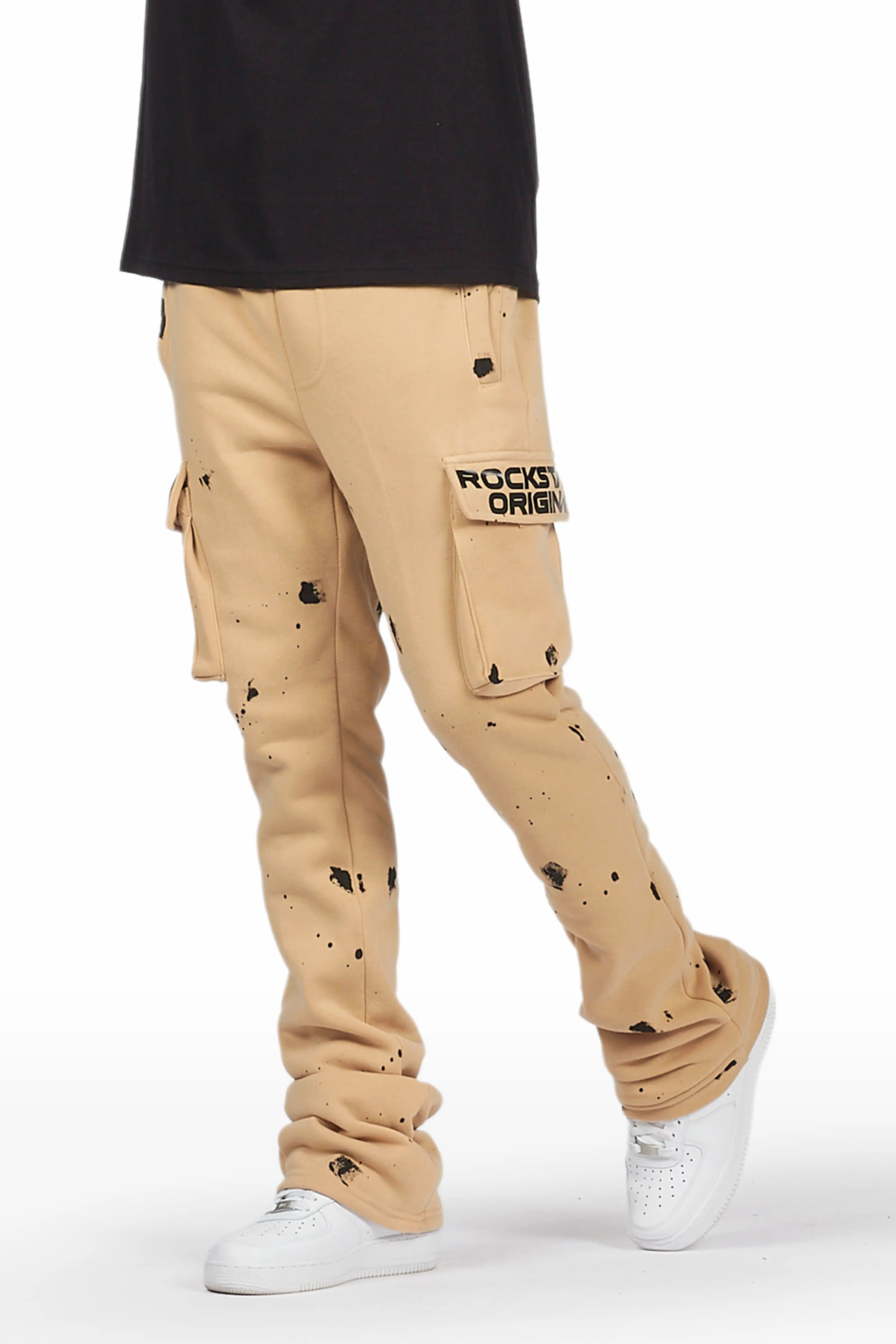 Radko Khaki Stacked Flare Cargo Pants