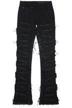 Shake Black Rhinestone Stacked Flare Jean