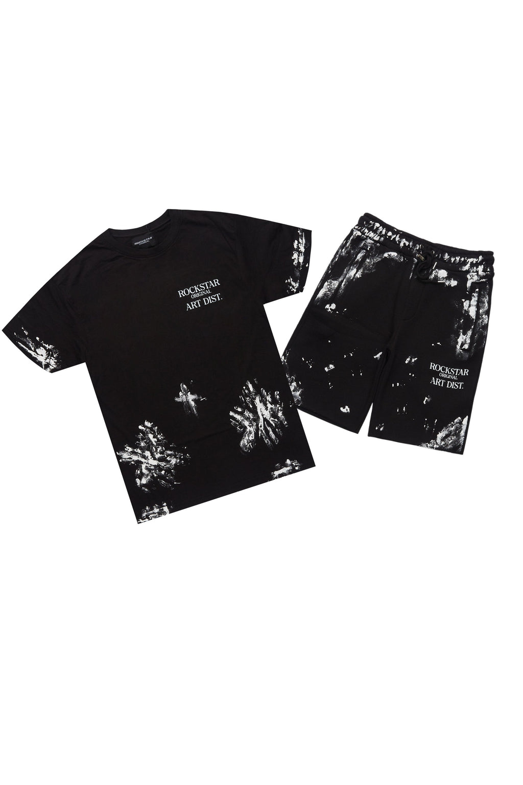Fillip Black/White T-Shirt/Raw Edge Short Set