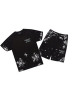Fillip Black/White T-Shirt/Raw Edge Short Set