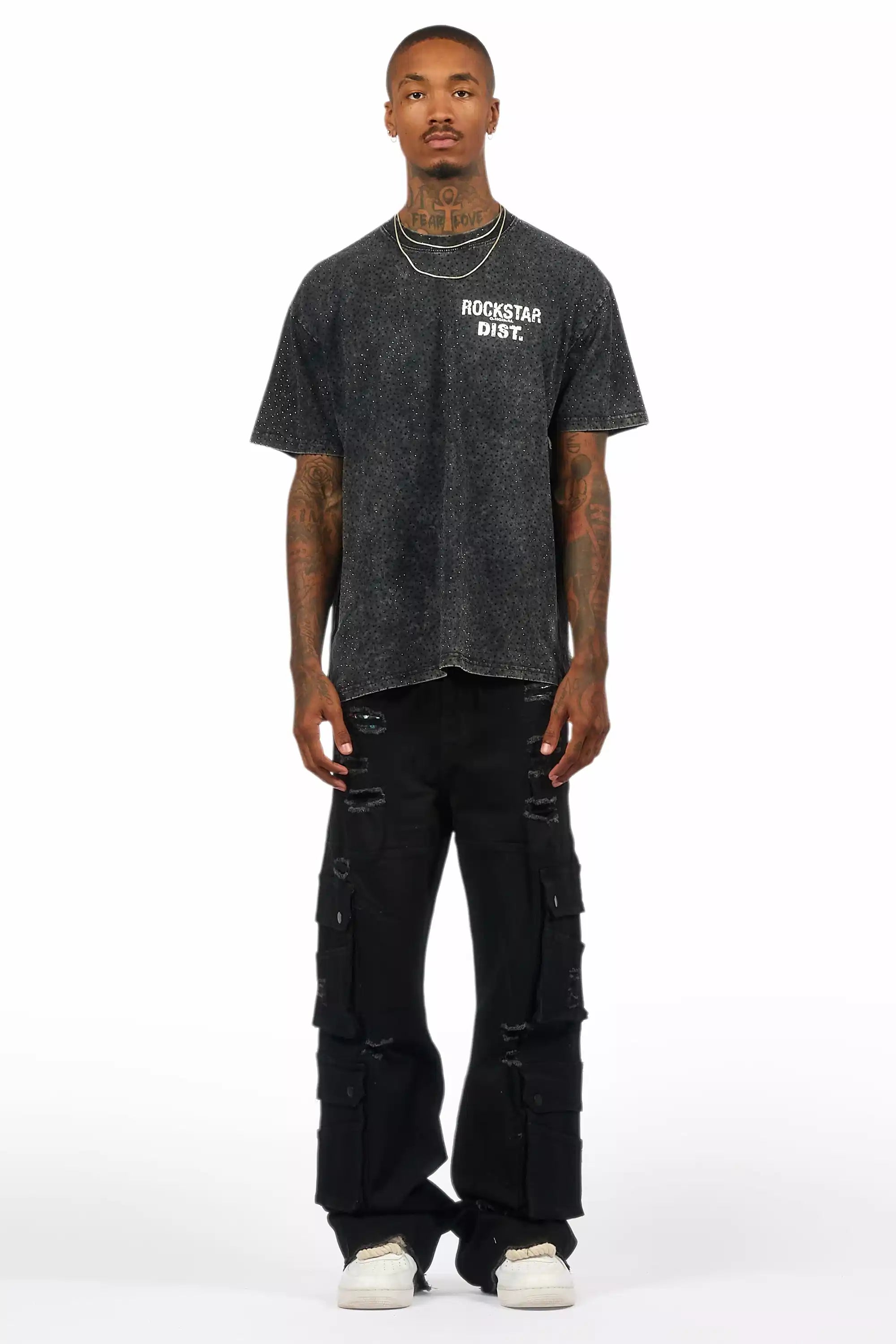 Keylor Black Distressed Baggy Fit Jean