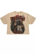 Rhydan Beige/Black Oversized Graphic T-Shirt