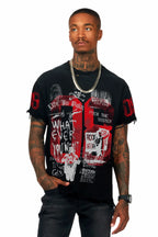 Grill Black Graphic Oversized T-Shirt