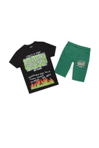 Boys Beno Black/Green T-Shirt/Short Set