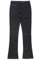 Machete Jet Black Rhinestone Stacked Flare Jean